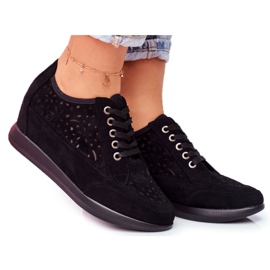 Adidași de damă Sergio Leone Openwork Black PB122 negru