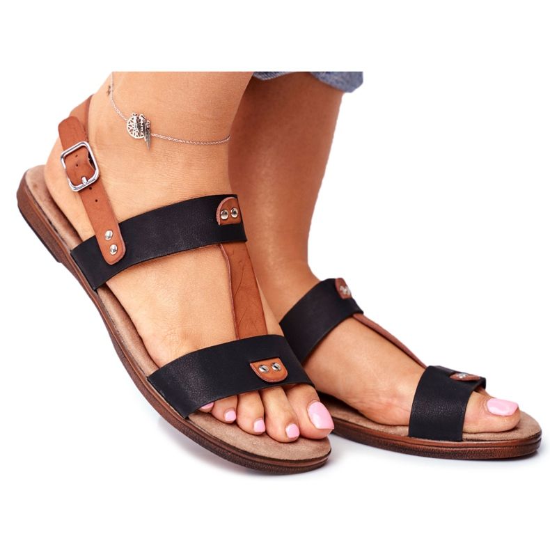 EVE Sandale de damă elegante 20SD35-0307 Negru Renna