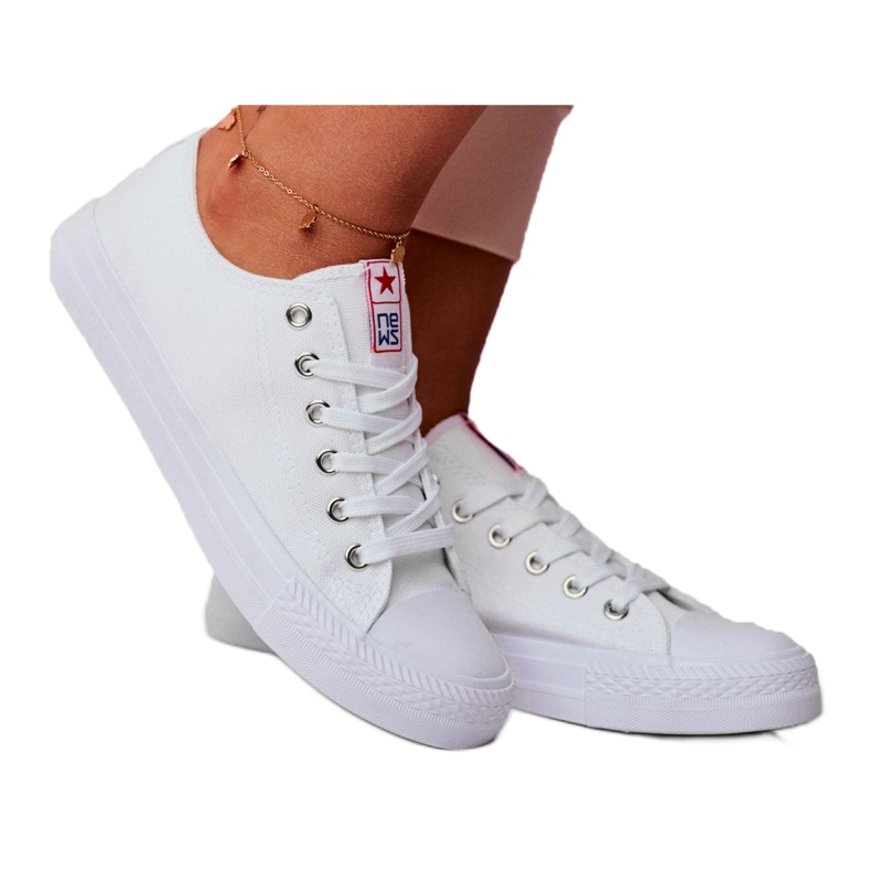 NEWS Adidași de damă din material textil alb Ecoma