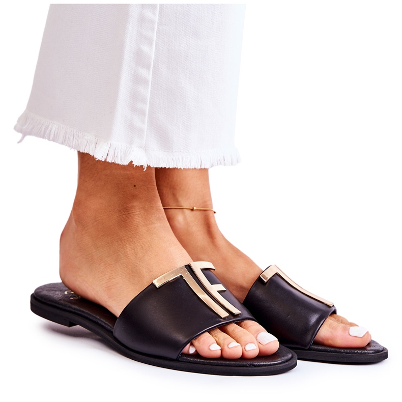 Papuci de damă eleganți negri Nicole Dilmah negru