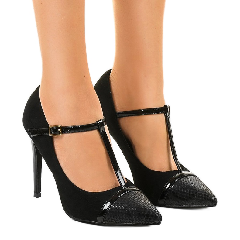 Tocuri LEI-55 din piele de căprioară neagră negru