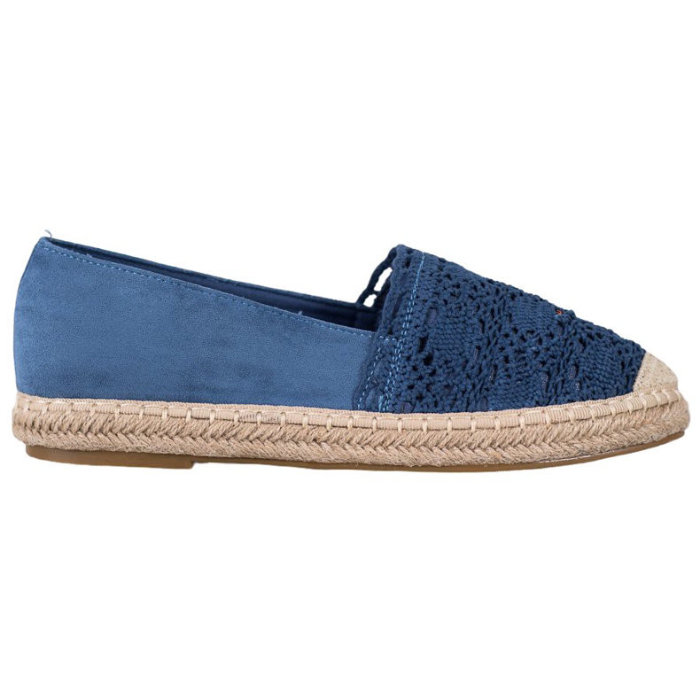 Small Swan Espadrile din piele intoarsa cu dantela albastru