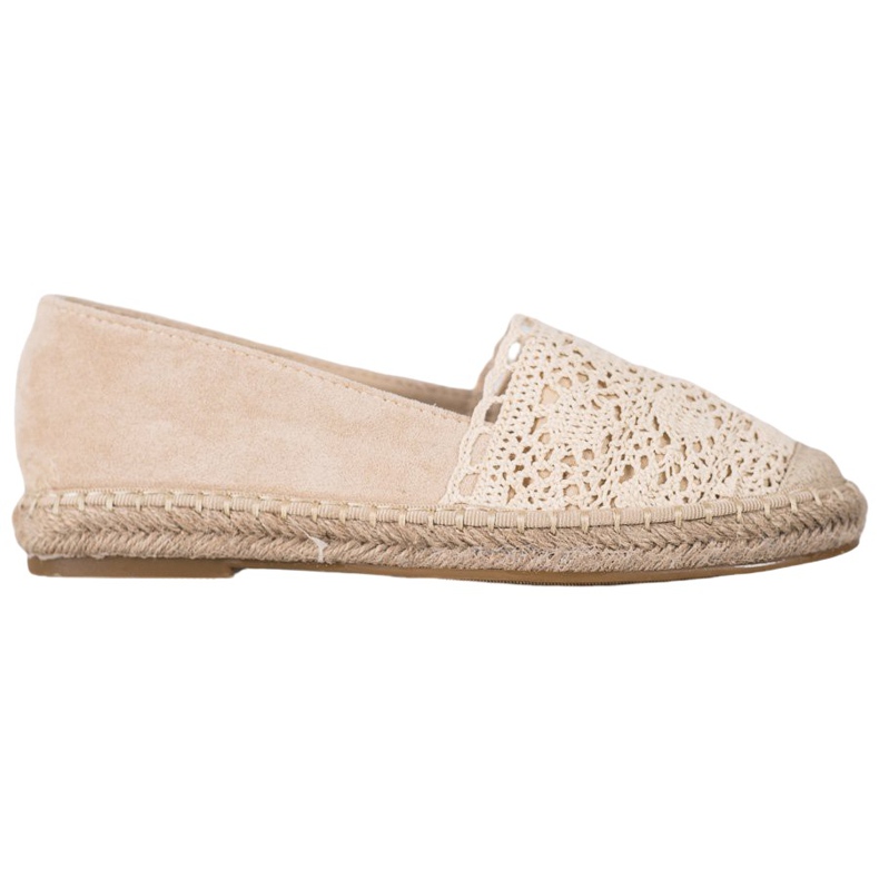 Small Swan Espadrile din piele intoarsa cu dantela maro Small Swan Espadrile din piele intoarsa cu dantela maro