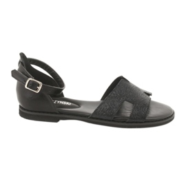 Sandale negre cu toc Daszyński MR1848-17 negru