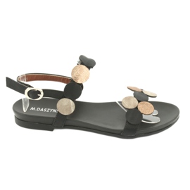 Sandale negre roți de aur Daszyński MR1958-1 negru galben