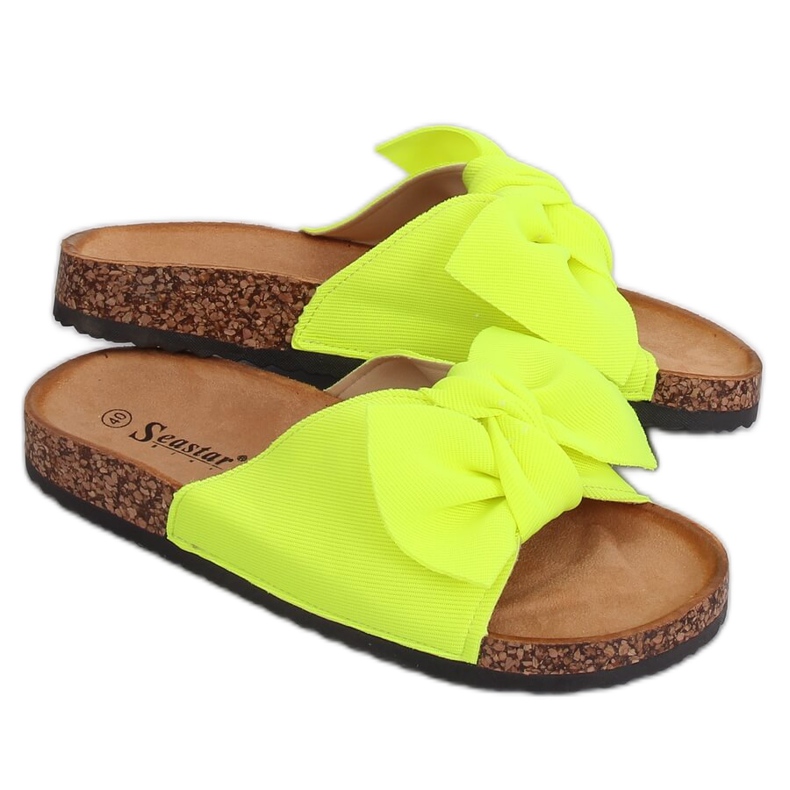 Papuci neon CK108 pe talpa de plută galben