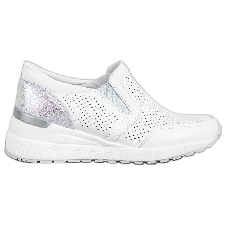 Filippo Slipons din piele ajurată alb gri