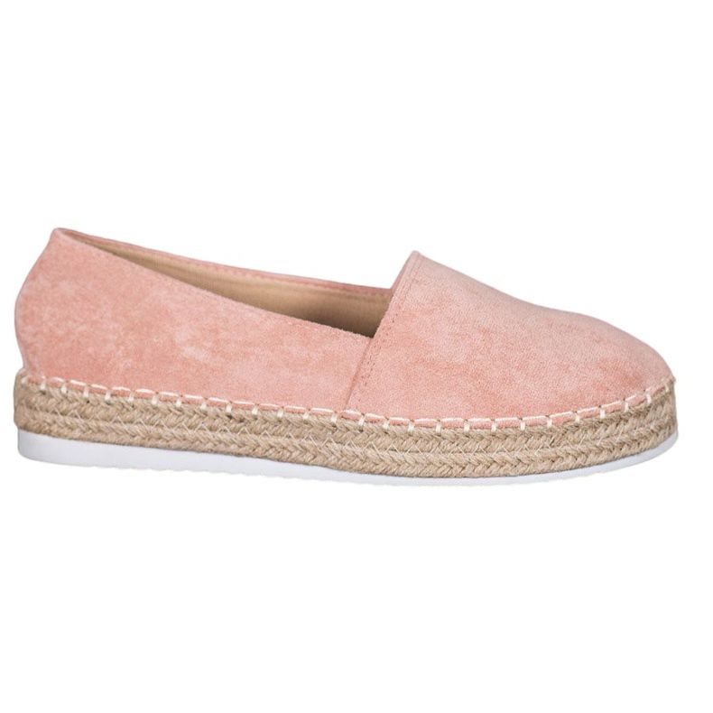 Small Swan Espadrile din piele de căprioară roz