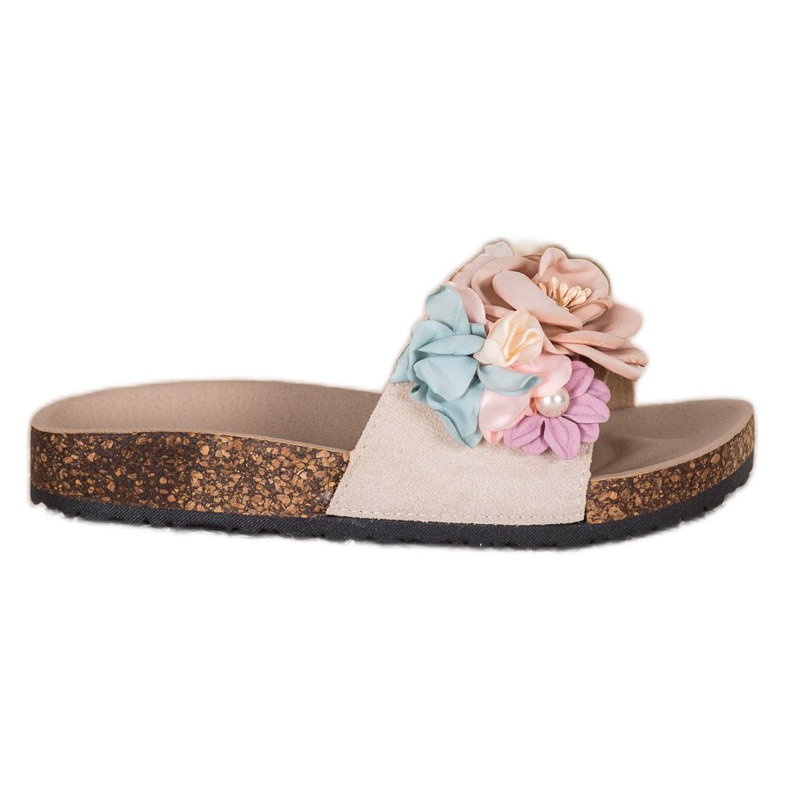 Papuci VINCEZA cu flori maro