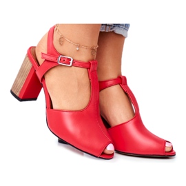 Sandale din piele pentru femei Maciejka Red 04117 roșu