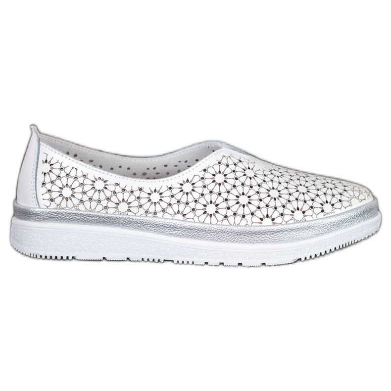 Filippo Sliponi din piele cu model floral alb galben