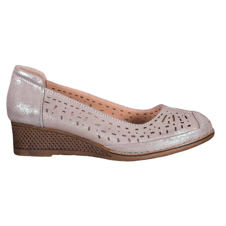 Filippo Pompe din piele cu sclipici maro galben