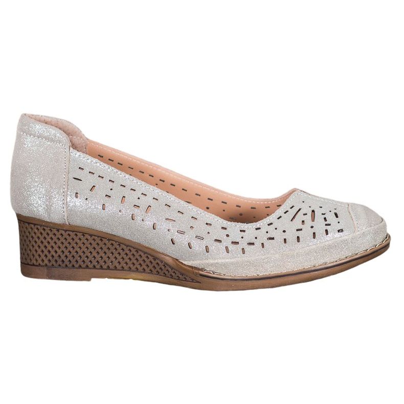 Filippo Pompe din piele cu sclipici maro