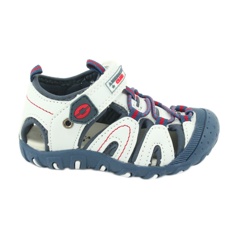 Sandale cu velcro American Club DR08 / 20 pentru băieți alb roșu albastru Sandale cu velcro American Club DR08 / 20 pentru băieți alb roșu albastru