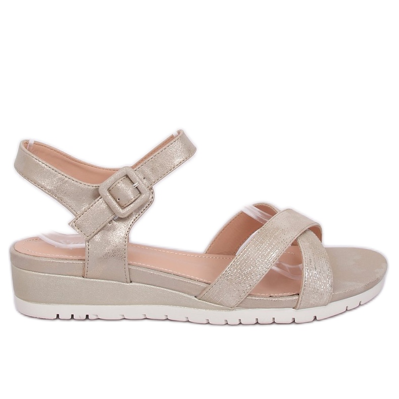 Sandale pe toc mic cu toc auriu NS115P LT.GOLD de aur Sandale pe toc mic cu toc auriu NS115P LT.GOLD de aur