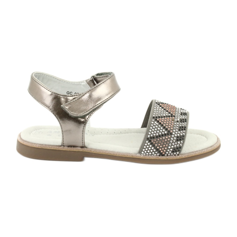 American Club Sandale pentru fete Sandals Silver Metallic Insert cu paiete GC07/20 argint