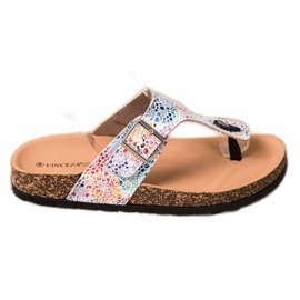 Flip-flops cu cataramă VINCEZA alb multicolor Flip-flops cu cataramă VINCEZA alb multicolor