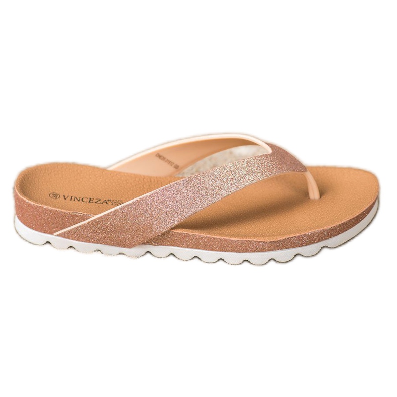 Flip-flops VINCEZA cu sclipici roz galben