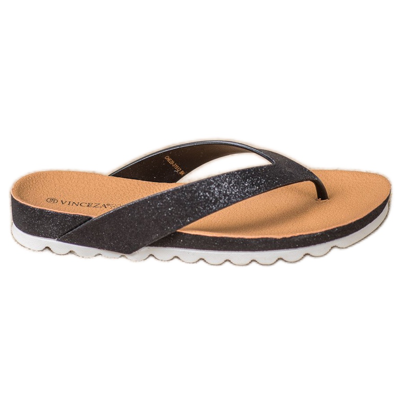 Flip-flops VINCEZA cu sclipici negru