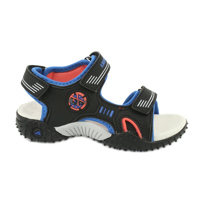 American Club Sandale americane cu branț din piele HL20/20, negru/albastru