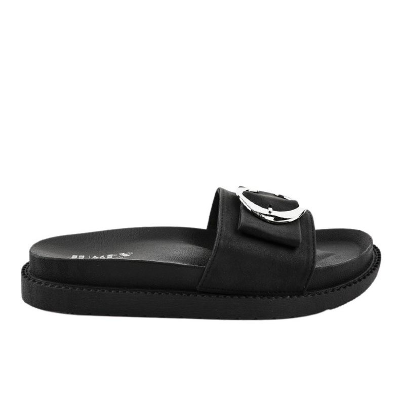 Papuci negri cu cataramă YQ10067 negru