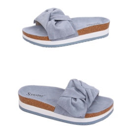 Papuci albastru pentru femei albastru SS116P Albastru