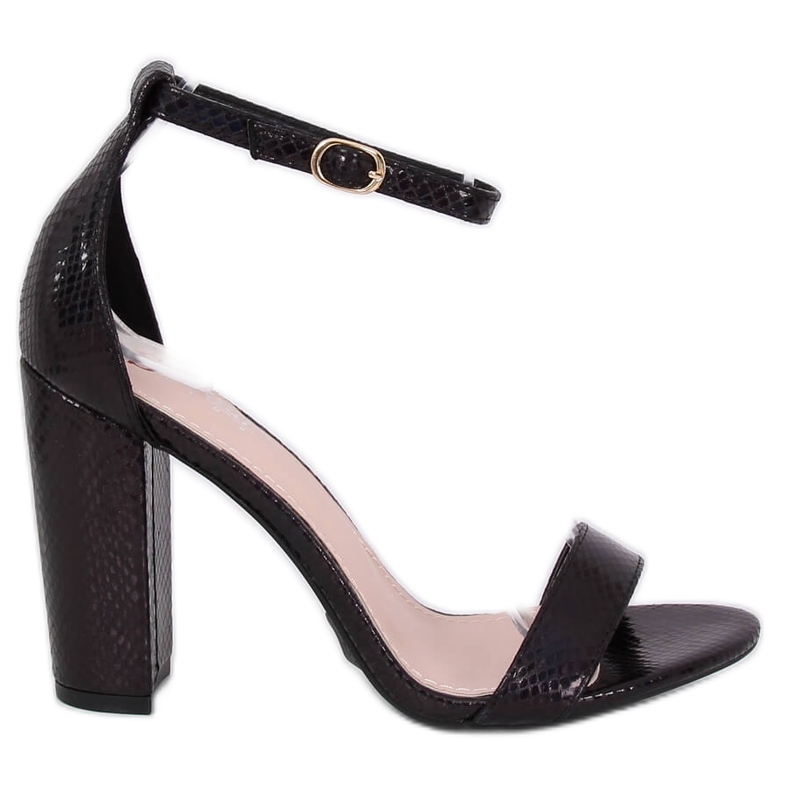 Sandale olografice cu toc înalt TU135P Negru
