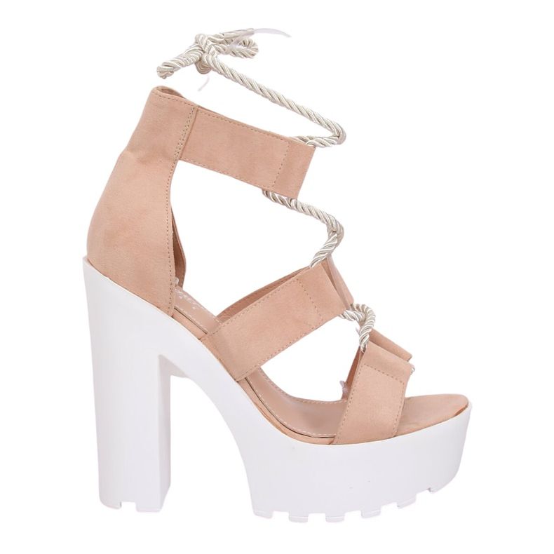 Sandale pe platforma bej și roz NS120 Bej