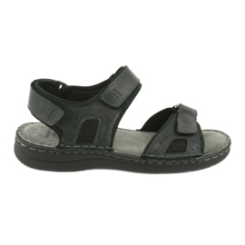Sandale sportive din piele confortabilă American Club CY13 / 20 negru Sandale sportive din piele confortabilă American Club CY13 / 20 negru