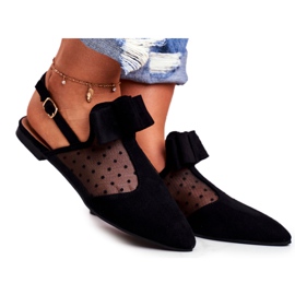 Lu Boo Ballerina Bows pentru femei Mule Domino Black negru