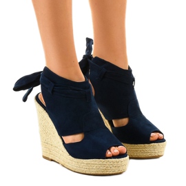 Sandale cu toc espadrile bleumarin 77-20 albastru marin