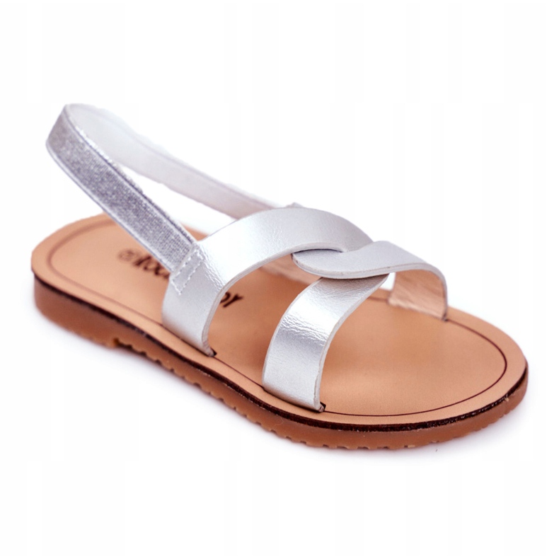 FRROCK Sandale Slip-on pentru copii cu bandă elastică Silver Bambino gri