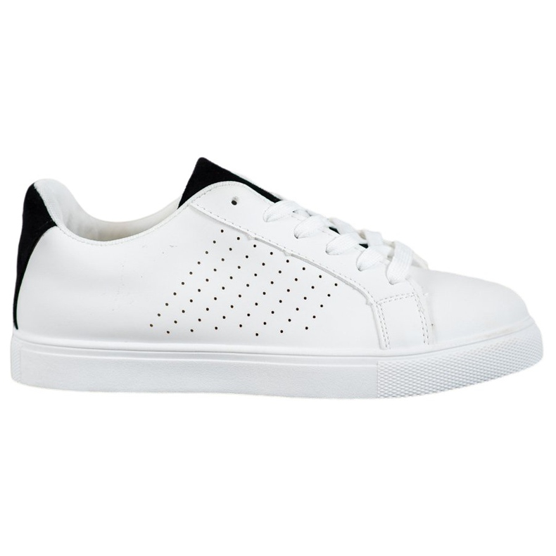 SHELOVET Pantofi albi cu insertii din piele intoarsa