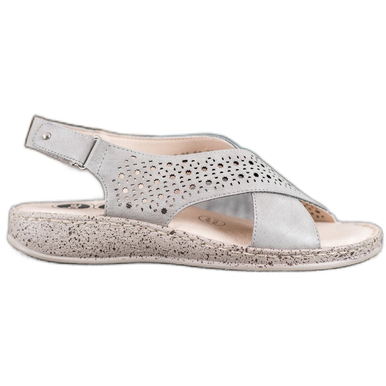 SHELOVET Sandale confortabile din velcro gri