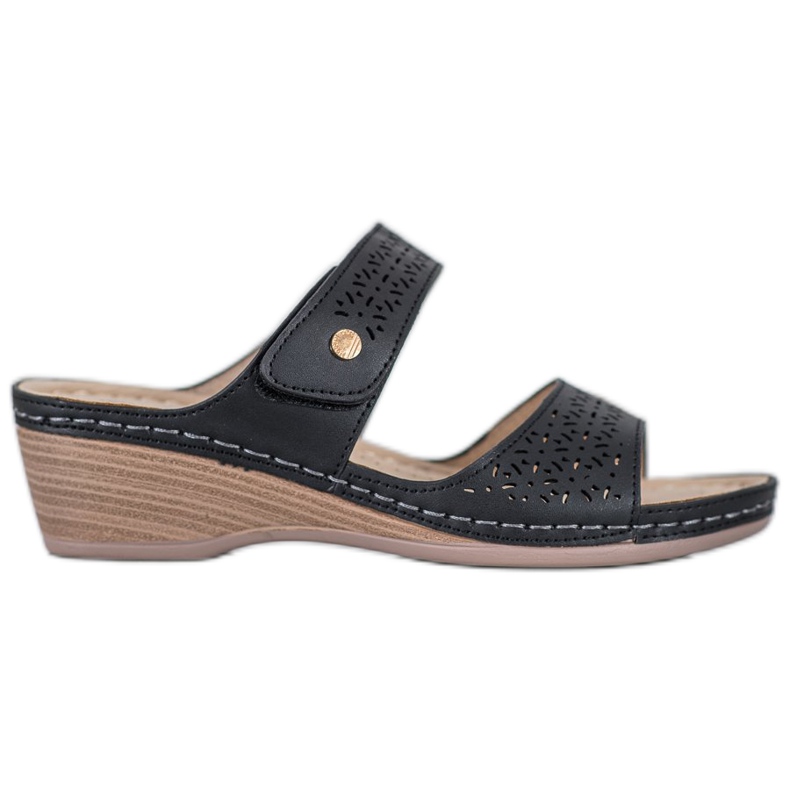 SHELOVET Papuci ușori cu velcro negru