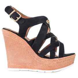 Comer Sandale cu pană la modă negru Comer Sandale cu pană la modă negru