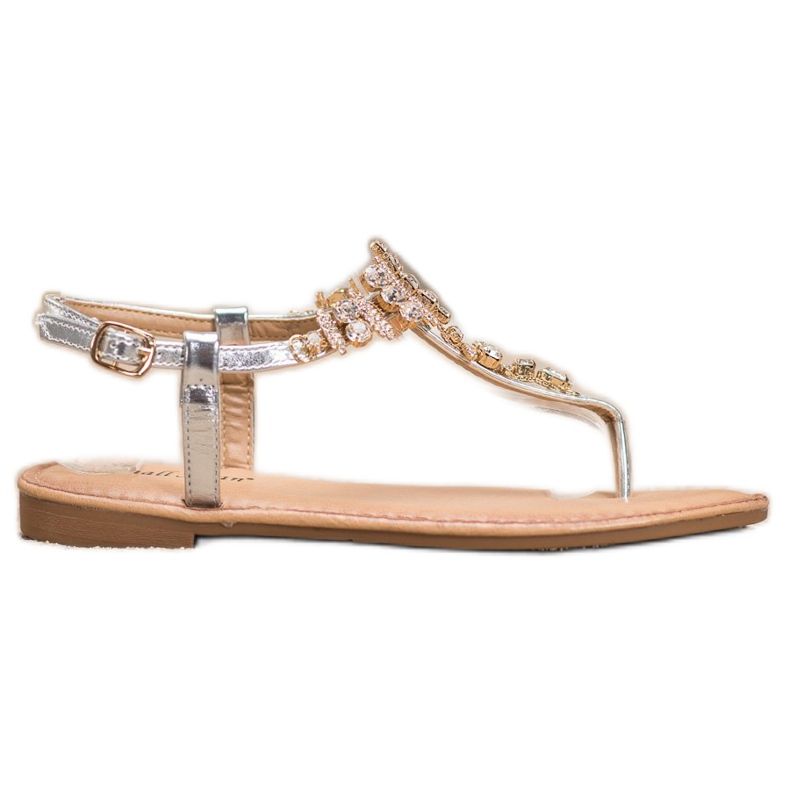 Small Swan Sandale elegante cu zirconiu cubic gri