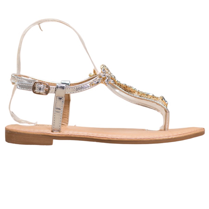 Small Swan Sandale elegante cu zirconiu cubic gri