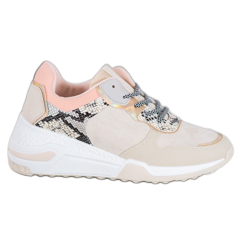 SHELOVET Adidași cu imprimeu șarpe maro