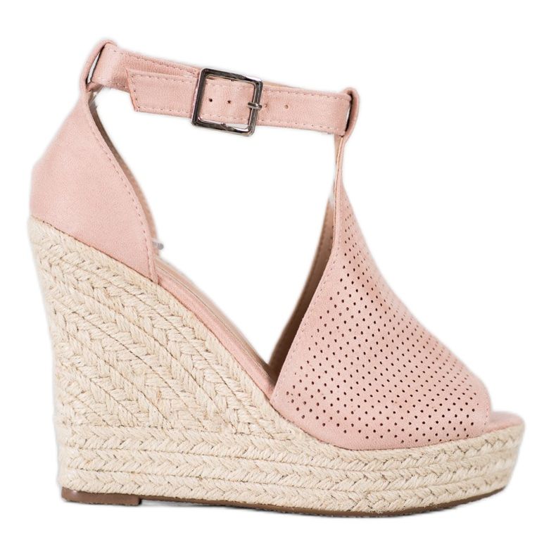 SHELOVET Sandale cu pene ajurate roz