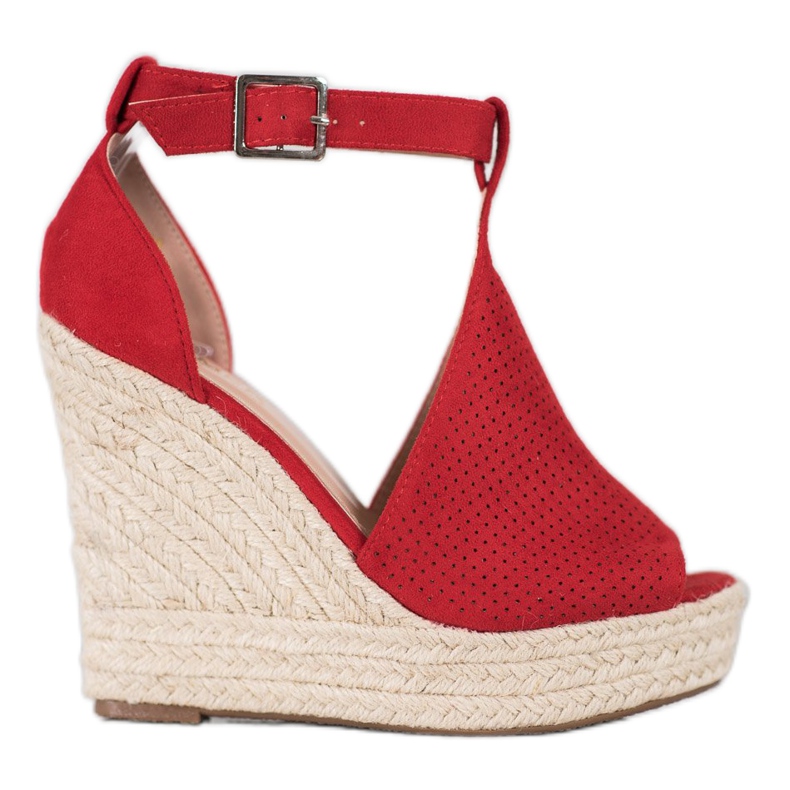 SHELOVET Sandale cu pene ajurate roșu