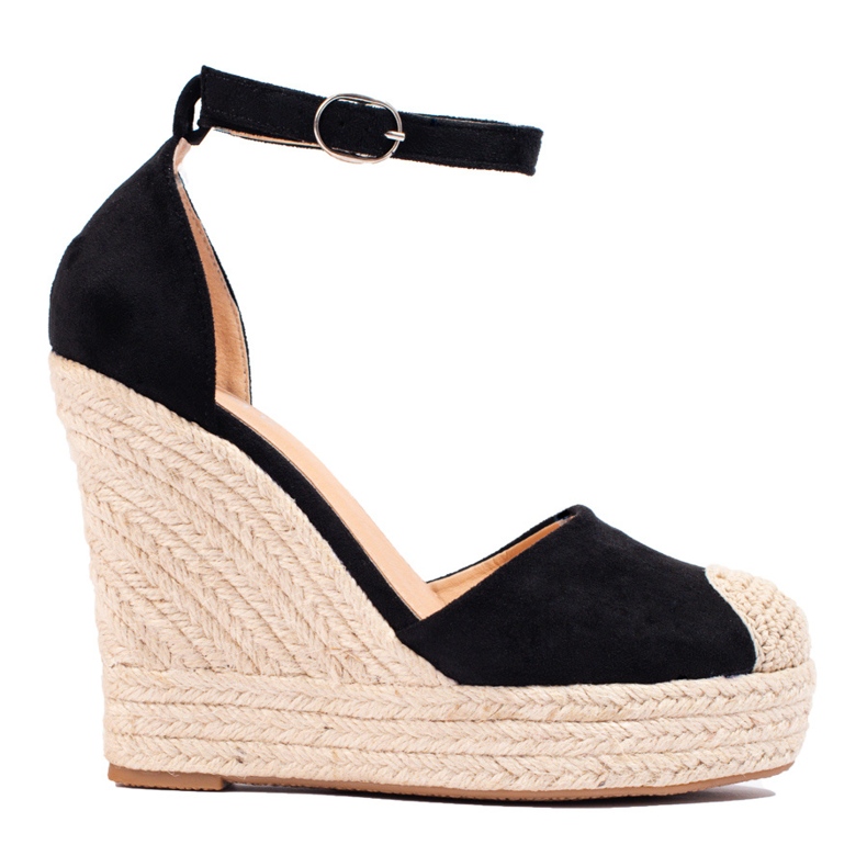 SHELOVET Espadrile elegante cu pană negru