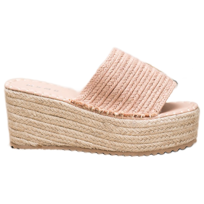 SHELOVET Sandale cu pene împletite roz