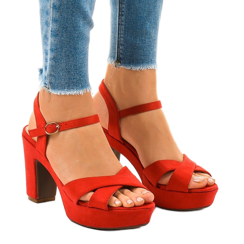 Sandale roșii pe stâlp JC15017 roșu Sandale roșii pe stâlp JC15017 roșu