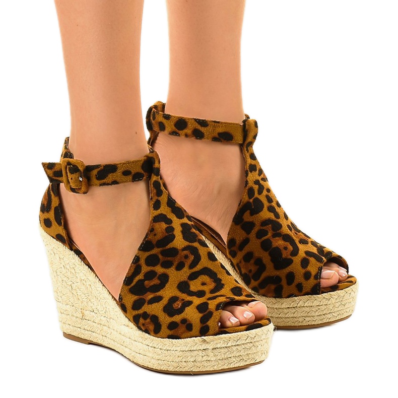 Sandale cu toc leopard espadrile 108-11 multicolor