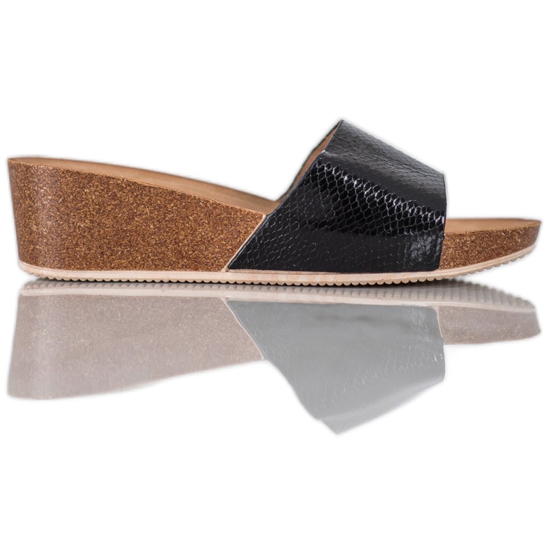 Small Swan Papuci din piele ecologică negru