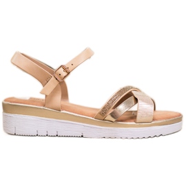 Small Swan Sandale confortabile cu zirconiu cubic de aur Small Swan Sandale confortabile cu zirconiu cubic de aur