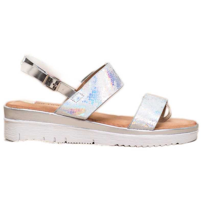 Small Swan Sandale confortabile cu efect Holo gri Small Swan Sandale confortabile cu efect Holo gri