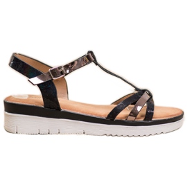 Small Swan Sandale cu efect Holo negru Small Swan Sandale cu efect Holo negru