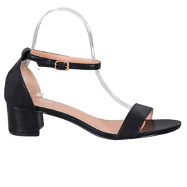 Small Swan Sandale din piele ecologică strălucitoare negru Small Swan Sandale din piele ecologică strălucitoare negru